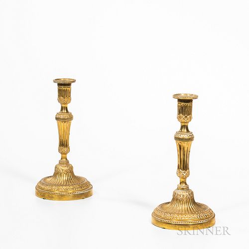Pair of Cast Gilt-brass Candlesticks