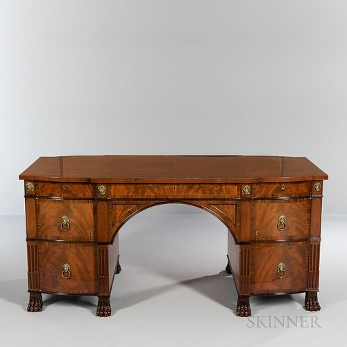 Regency-style Mahogany Veneer and Rosewood Crossbanded Desk