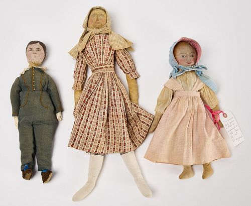 Three Rag Dolls with Painted Faces