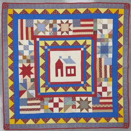 Quilt with house in center