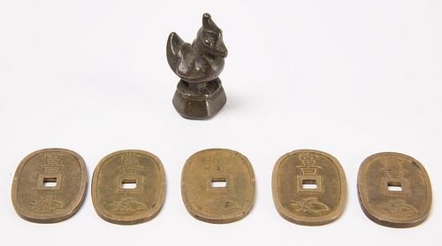 Six Asian Bronze Items