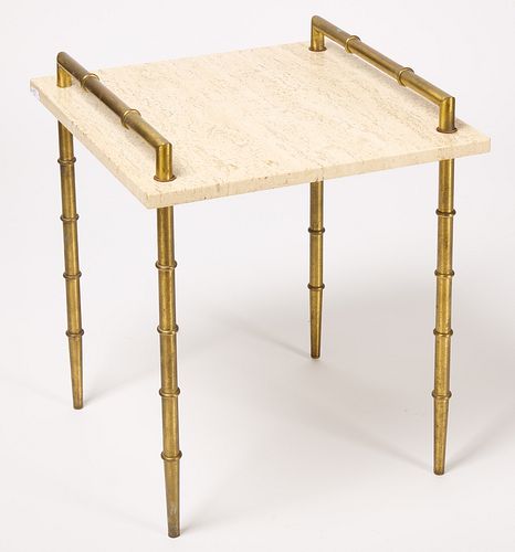 Modern Side Table with Travertine top