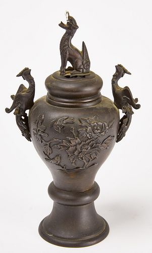Asian Covered Bronze Vase