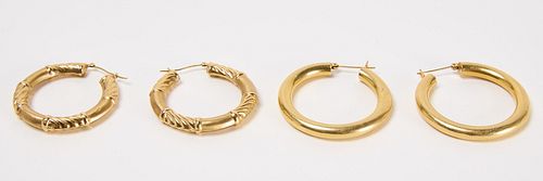 Two Pair of 14K Gold Earrings