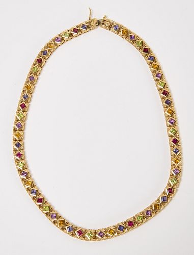 14kt Gold Necklace with Stones