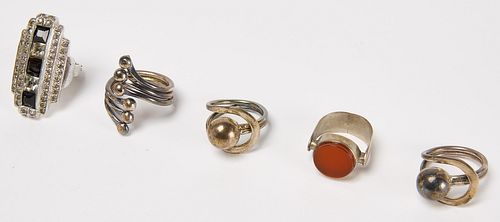 Lot of Five Costume Jewelry Rings