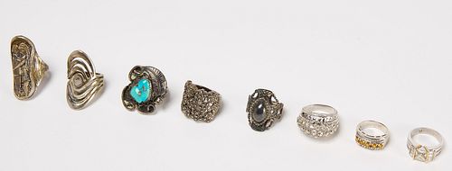 Lot of Eight Costume Jewelry Rings