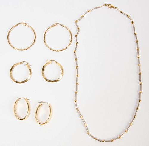 Three Gold Hoops and Necklace