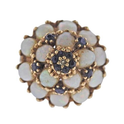 Vintage 14K Gold Opal Sapphire Ring
