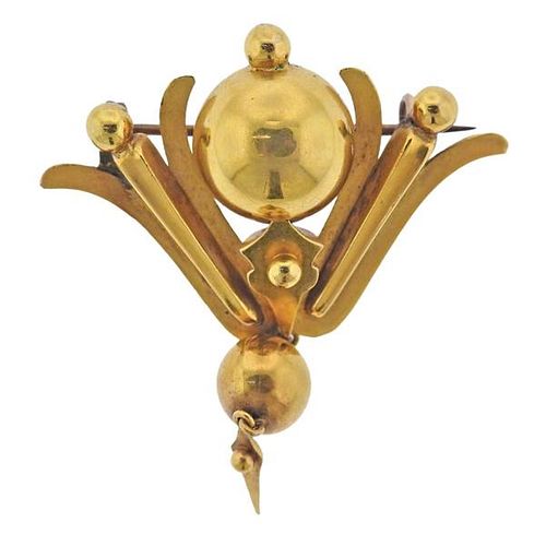 Antique Victorian 14k Gold Locket Brooch Pin