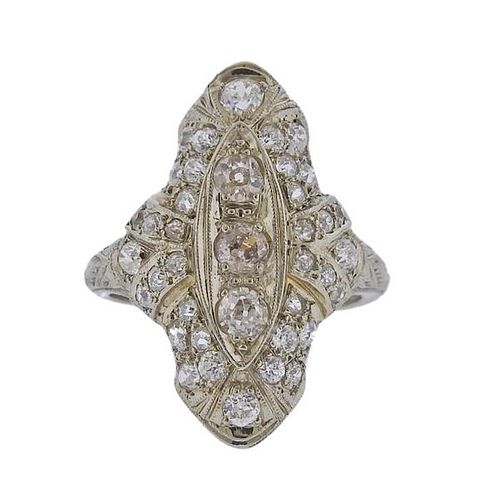Art Deco Platinum Gold Diamond Ring