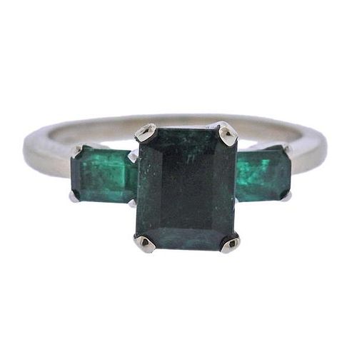 14K Gold Three Emerald Ring