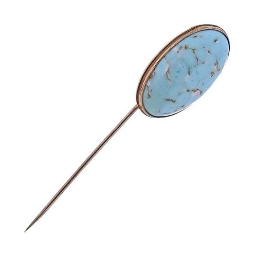 Antique Gold Turquoise Stick Pin
