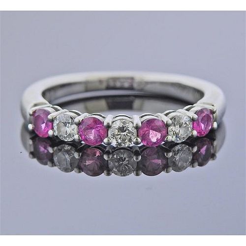 Tiffany &amp; Co Embrace Platinum Diamond Sapphire Band Ring