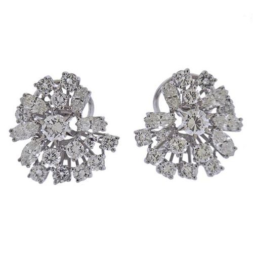18K Gold Diamond Cluster Earrings