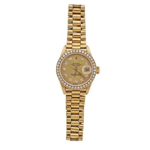 Rolex Datejust 18k Gold Diamond Lady&#39;s Watch 69178
