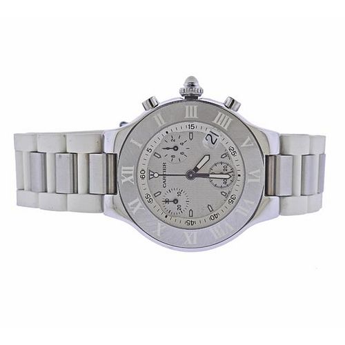 Cartier Chronoscaph 21 Steel White Rubber Watch W10184U2