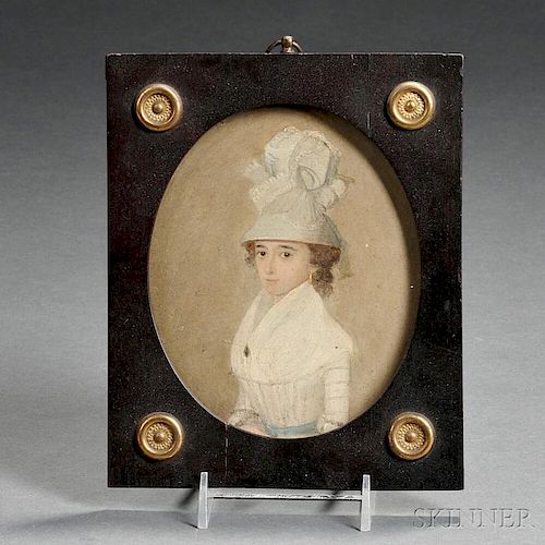 Oil on Tin Portrait Miniature of a Lady
