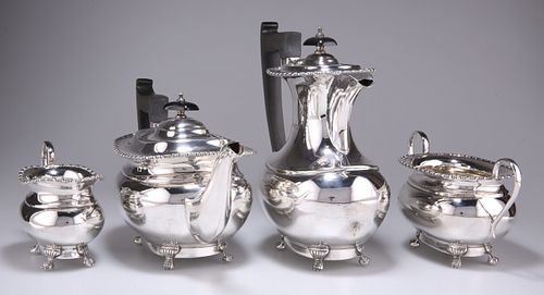 A GEORGE V SILVER FOUR-PIECE SILVER TEA SERVICE, by Emile Viner, Sheffield 