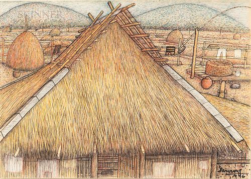 Damrong Wong-Uparaj (Thai, 1936-2002), Palm-thatched Cottage