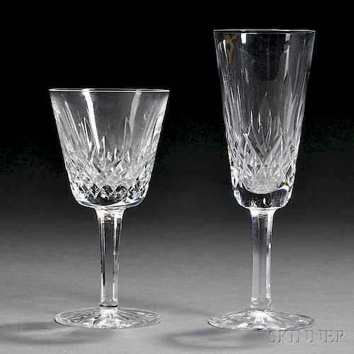 Fourteen Pieces of Waterford Lismore Pattern Colorless Crystal Stemware,D Ireland, 20th century, eight champagne flutes, ht. 7 3/8, and