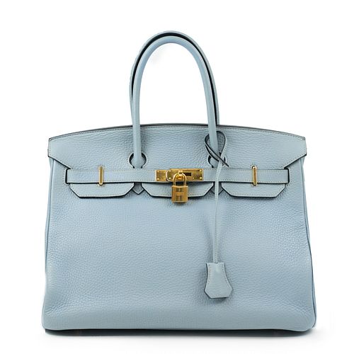 HERMÈS Birkin Handbag in Blue Leather