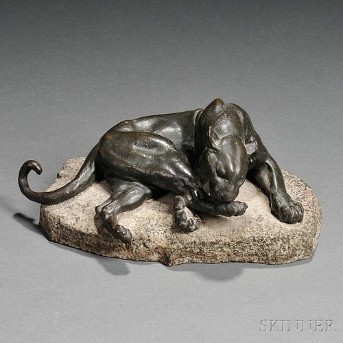 After Charles Valton (French, 1851-1918)       Bronze Figure of a Recumbent Lioness