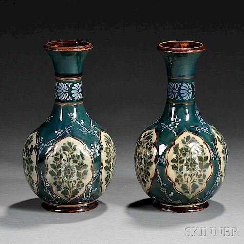 Pair of Doulton and Slaters Patent Vases