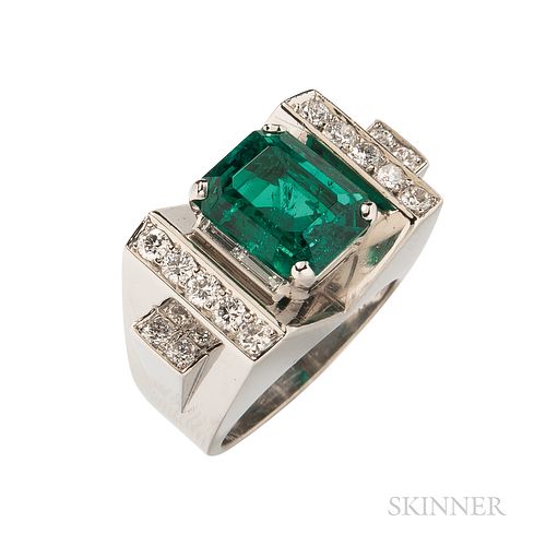 Trabert & Hoeffer-Mauboussin Emerald and Diamond Ring