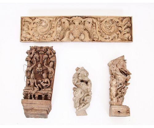 LARGE CHINESE ARCHITECTURAL WOOD CARVINGS