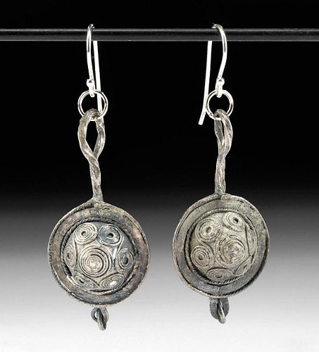 Beautiful Pair of Hallstatt Silver Earrings