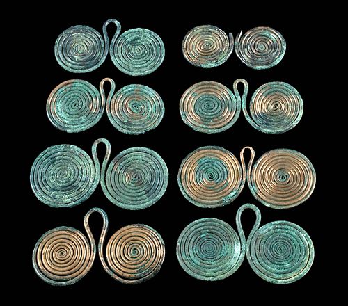 Greek Thracian Bronze Spectacle Fibulae (lot of 8)