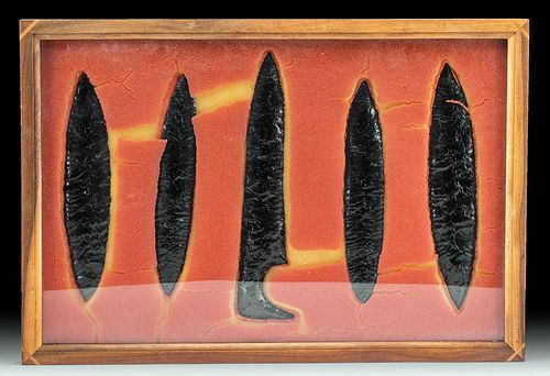 5 Colima Obsidian Blades in Riker Case