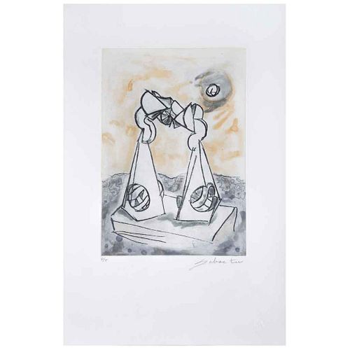 ENRIQUE CARBAJAL "SEBASTIAN", Untitled, Signed, Sugar etching P / T, 12.7 x 8.8" (32.5 x 22.5 cm) Stamp | ENRIQUE CARBAJAL "SEBASTIAN", Sin título, Fi
