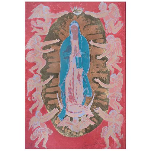 CARMEN PARRA, Virgen de Guadalupe, 2021, Signed, Serigraph with gold leaf applications 24 / 50, 39.3 x 26.7" (100 x 68 cm) | CARMEN PARRA, Virgen de G