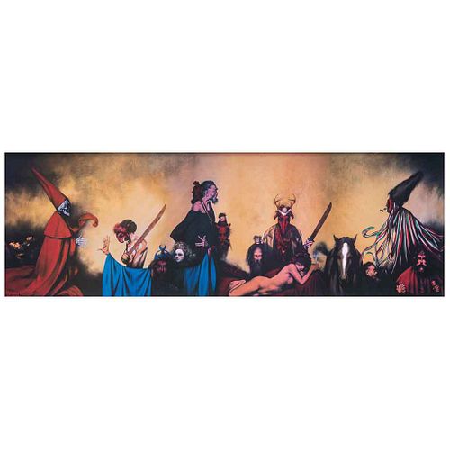 RAFAEL CORONEL, El Tastoán y la Niña de Jeréz, Signed, Giclée without print number, 25.5 x 76.7" (65 x 195 cm) | RAFAEL CORONEL, El Tastoán y la Niña 