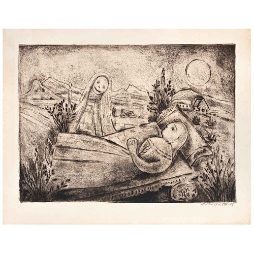 LOLA CUETO, Untitled, Signed and dated 63, Engraving without print number, 9.8 x 13.3" (25 x 34 cm) | LOLA CUETO, Sin título, Firmado y fechado 63, Gr