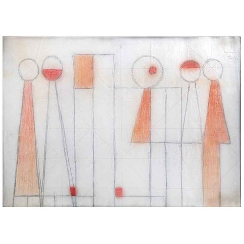 CARLOS MÉRIDA, Proyecto, Signed, Graphite and colored pencils on tracing paper, 22.4 x 31.1" (57 x 79 cm), Copy of document | CARLOS MÉRIDA, Proyecto,