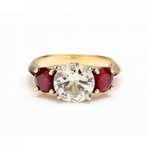Gold and Platinum Diamond and Ruby Ring, Quest