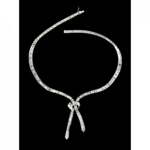 Platinum and Diamond Bow Knot Necklace