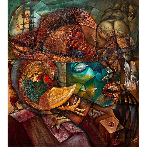 Israel Gonzalez Rivero (Cuban b. 1964) Mixed Media on Linen Canvas, Eco Vision