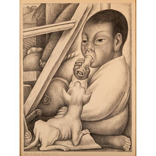 Diego Rivera (Mexican 1886-1957) Original signed & Lithograph, El Nino del Taco