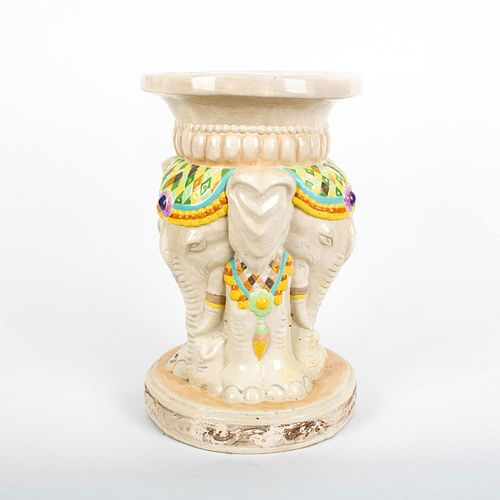 Vintage Ceramic Figural Pedestal Stand, Elephants