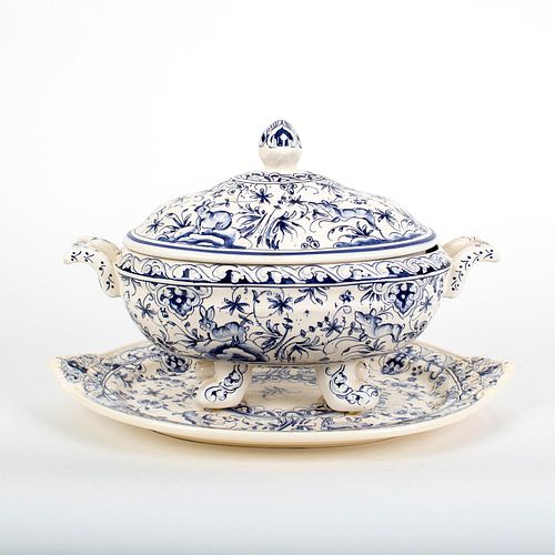 Cottura Hand-Painted Soup Tureen, Ladle and Platter Plate