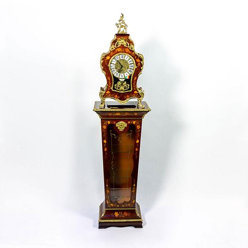 Vintage Hermle Mantel Clock And Stand, Boulle Style