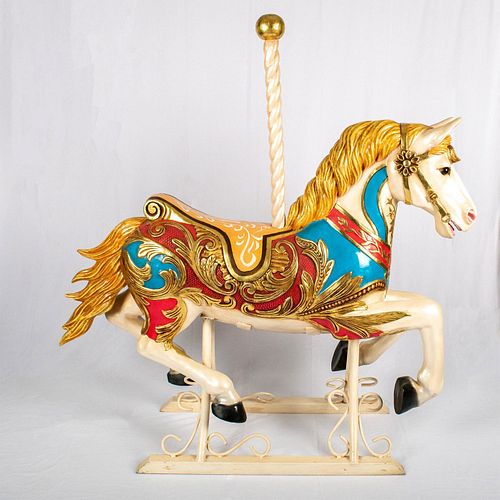 Large Antique Carousel Horse Hand-Painted