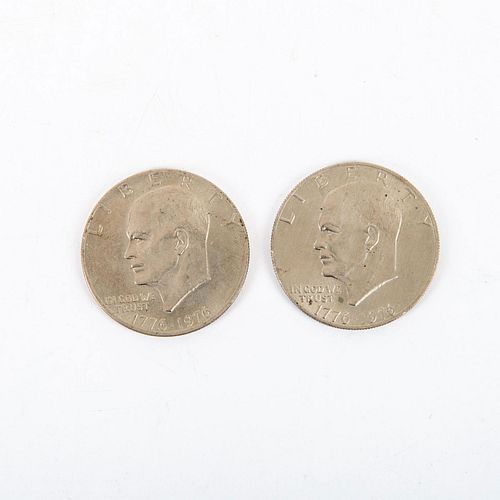 2 (1776-1976) Eisenhower Silver Dollar Coins