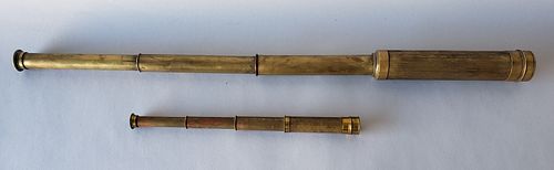 Two Brass Three Draw Captain's Spyglasses, 19th Century