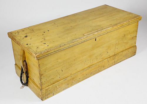 19th Century Yellow Painted Sea Chest