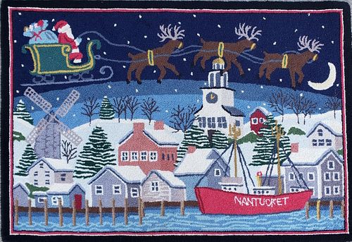 Vintage Claire Murray, "Nantucket Sleigh Ride" Hooked Rug